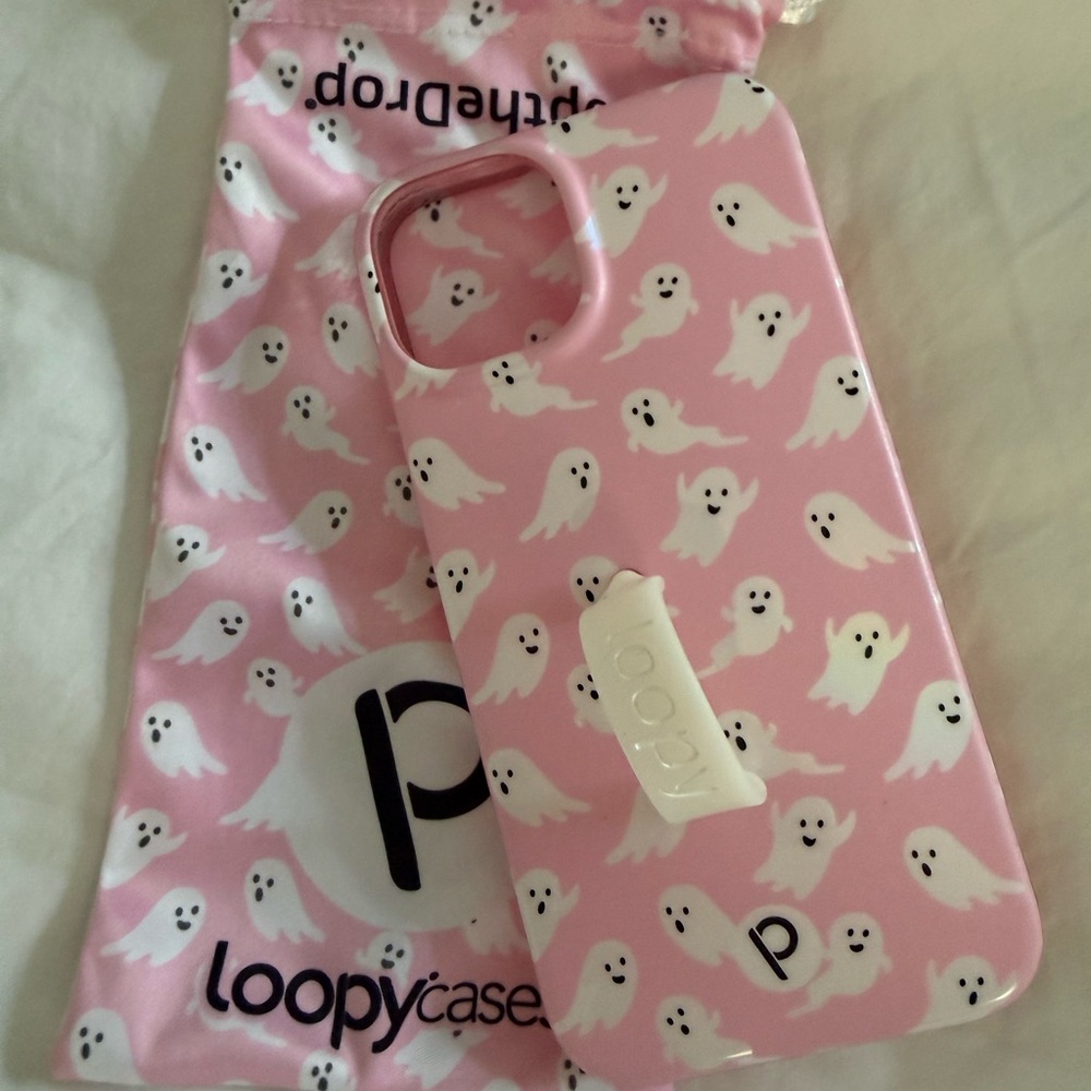 Loopy Case Pink Ghosts Phone Case with White Loop